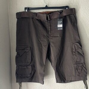 Men's Cargo Shorts Olive Green with Belt, S 38